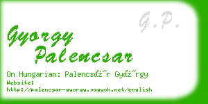 gyorgy palencsar business card